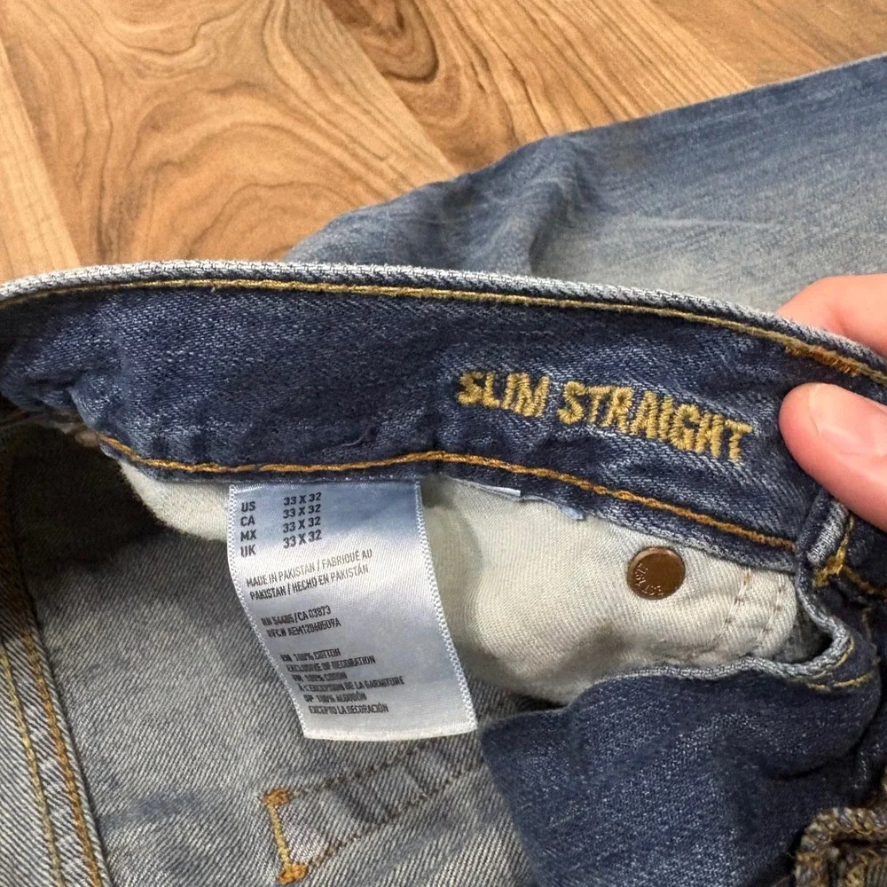 Y2K American Eagle Jeans Mens 34x32 Blue Slim Straight Denim Pants Casual